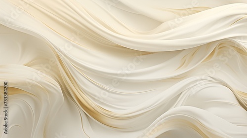A high-definition snapshot freezes a moment of liquid luxury, as abstract white and golden waves create a resplendent wavy tapestry.