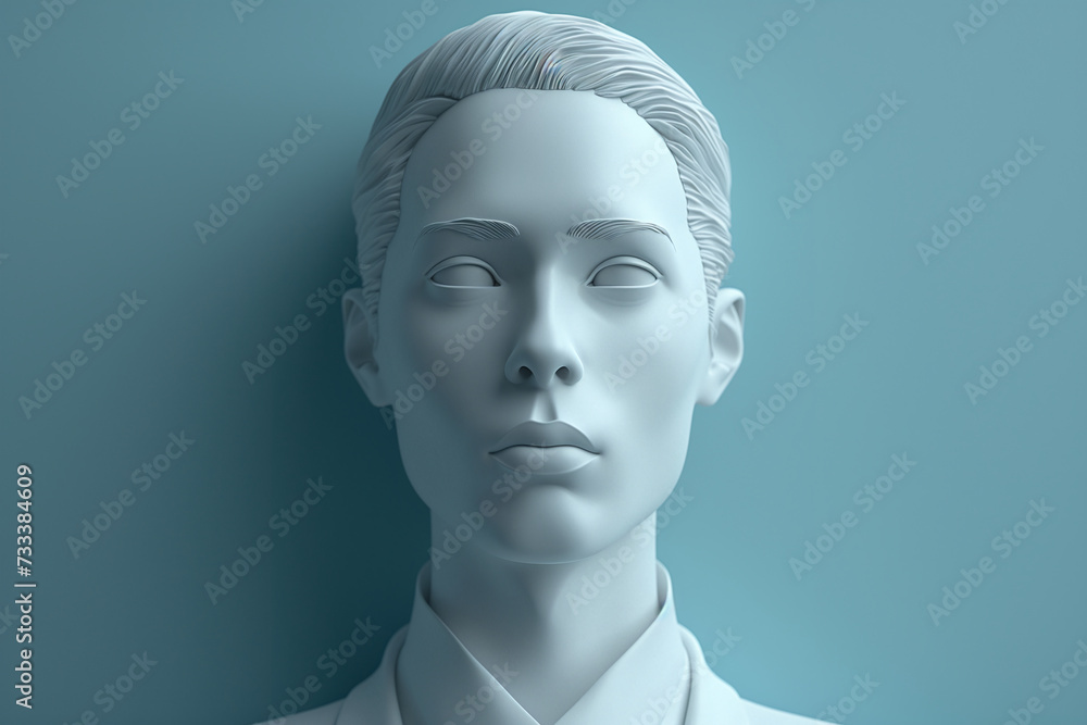 A white sculpture capturing the essence of a young woman's face, an ancient Greek bust that transcends time with its classical and artistic allure. A white sculpture capturing the essence of a young woman's face, an ancient Greek bust that transcends time with its classical and artistic allure.