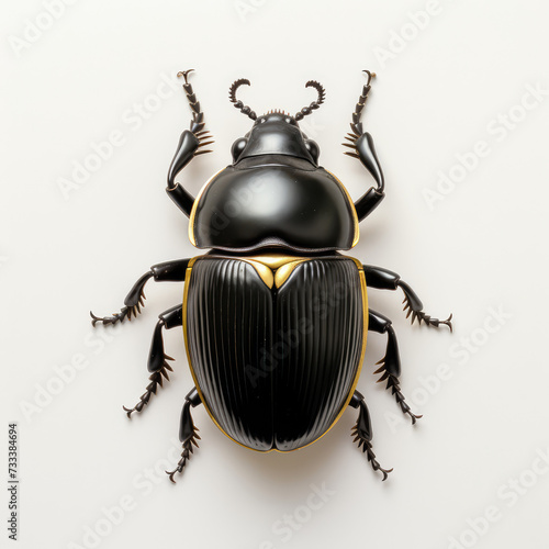 Top view. Close-up, macro shot. Black potato beetle isolated on white background.  © CFK