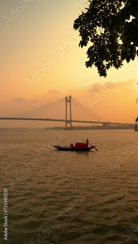 Vidyasagar Setu bridge over Hooghly River in Kolkata, West Bengal, India photo