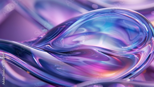 Digital art of swirling glass forms with vibrant purple and blue hues  creating a hypnotic visual effect