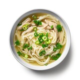 noodle soup closeup isolated on plain background