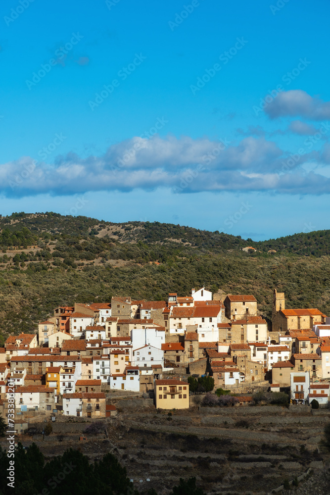 Panoramic view to Xodos town, in Castellón, Comunidad valenciana (Spain)