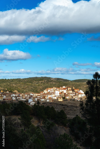 Panoramic view to Xodos town, in Castellón, Comunidad valenciana (Spain)