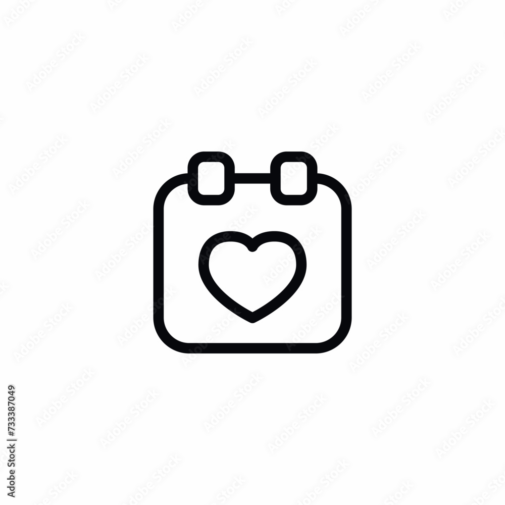 Romantic Calendar Heart Valentine's Day Vector Icon Sign Symbol Romantic Calendar Heart Valentine's Day Vector Icon Sign Symbol