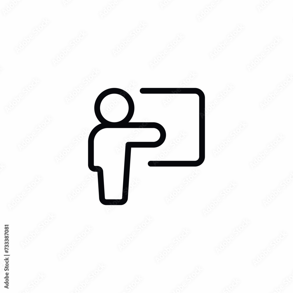 Teacher Tutor Presenter Facilitator Desk Whiteboard Course Training Vector Icon Sign Symbol Teacher Tutor Presenter Facilitator Desk Whiteboard Course Training Vector Icon Sign Symbol