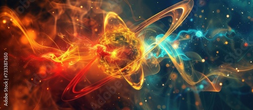 3d rendering illustration of Energy of molecule structure atom abstract background. Generated AI