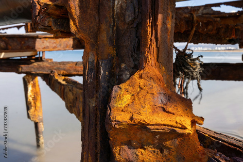 Old pier crack with rust