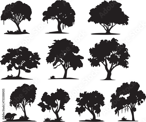 Set Trees. Hand drawn vector illustration 