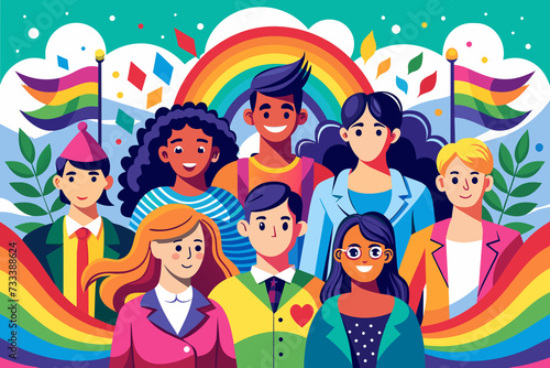 Vibrant pop art illustration  banner  texture  or background celebrating Pride Day and the diverse LGBTQ  community  to symbolize unity  creativity  and inclusion  Generative AI