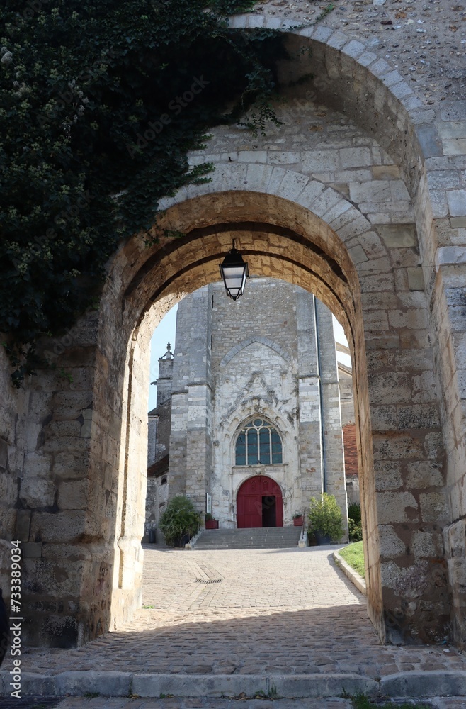 entrance to the church in Joigny, France 