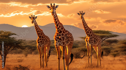 giraffes in the african savannah © ditaja
