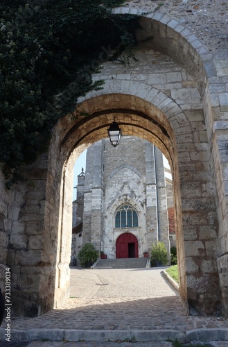 entrance to the church in Joigny, France 