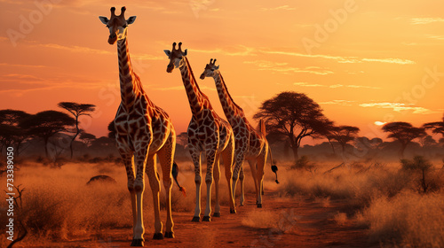 giraffes in the african savannah