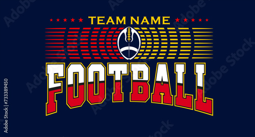 American football team fan vector clipart. Banner, card, flyer, t shirt print design. 
Isolated on dark blue background. 

