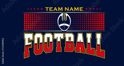 American football team fan vector clipart. Banner, card, flyer, t shirt print design. 
Isolated on dark blue background. 
