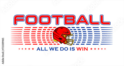 American football team fan vector clipart. Banner, card, flyer, t shirt print design. 
Isolated on dark blue background. 
