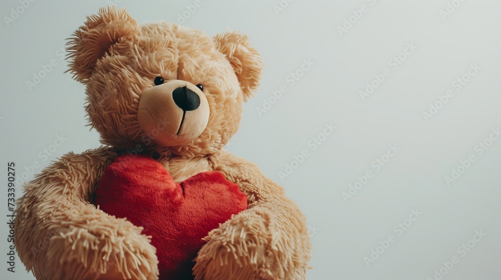 A large plush bear and a heart shaped pillow for Valentines Day A large plush bear and a heart shaped pillow for Valentines Day