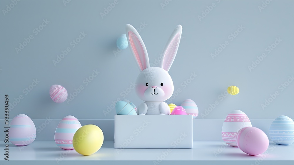 Fototapeta premium easter eggs and rabbit for easter holiday