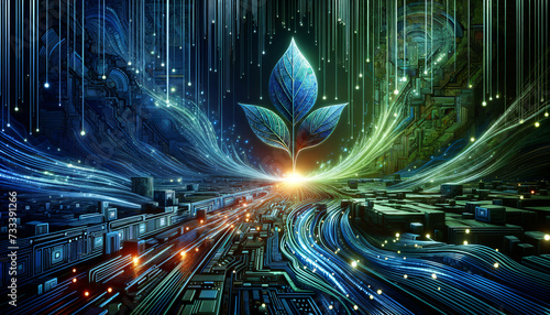 Abstract cybersecurity audit with organic shapes and vibrant data streams