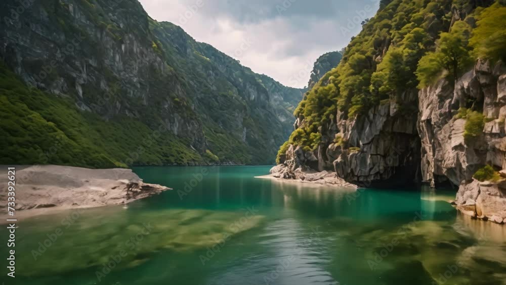 Majestic Body of Water Surrounded by Mountains and Trees Majestic Body of Water Surrounded by Mountains and Trees