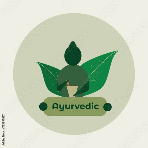 Ayurvedic Logo. Herbal Medicine Minimalistic Logo.