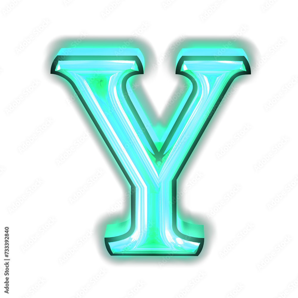 Glowing turquoise 3d symbols. letter y Glowing turquoise 3d symbols. letter y