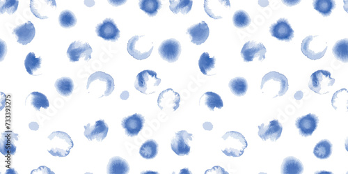 Seamless vector pattern of various watercolor blue blots,abstract background for paper,textile,wallpaper
