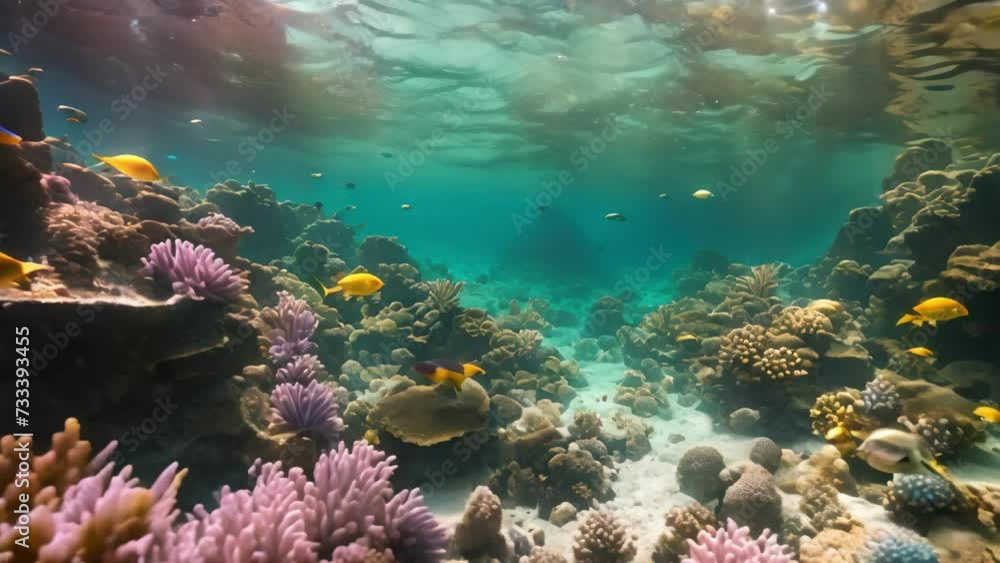 Underwater View of Coral Reef With Abundance of Fish Underwater View of Coral Reef With Abundance of Fish