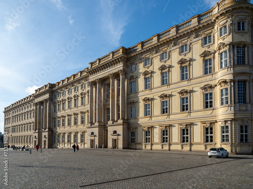 Facades of European ancient buildings. Texture of ancient buildings.