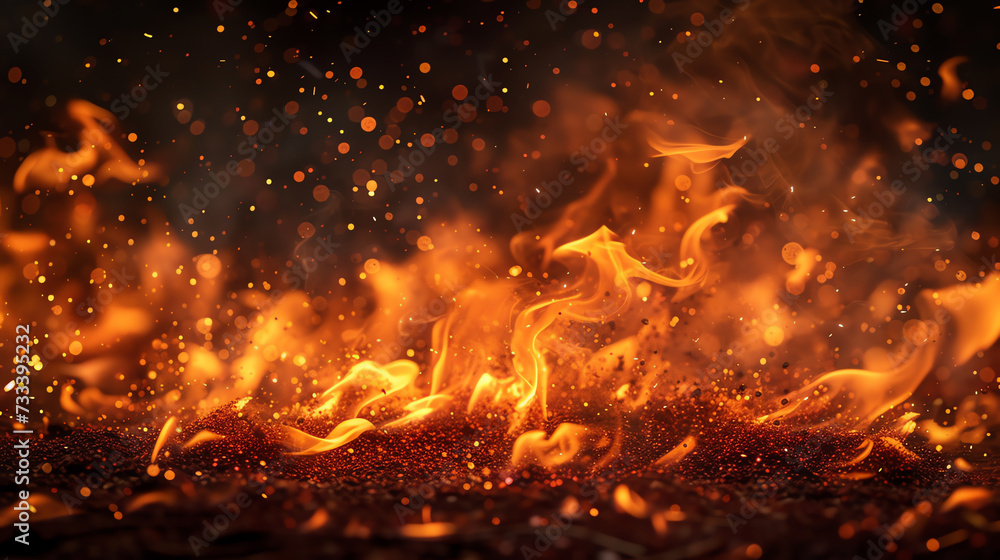 Flames and Sparks in Darkness, Abstract Flames and Sparks in Darkness, Abstract