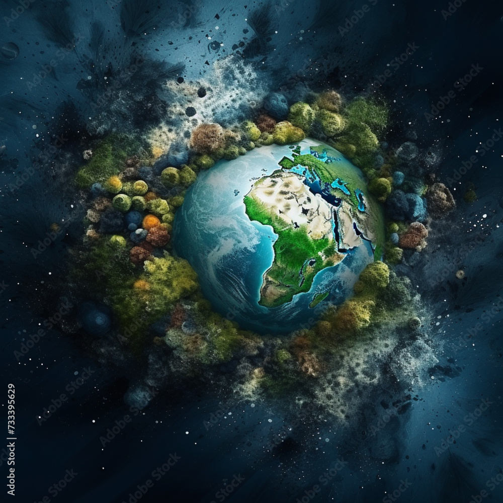 Fototapeta premium Abstract backround with planet Earth n the space
