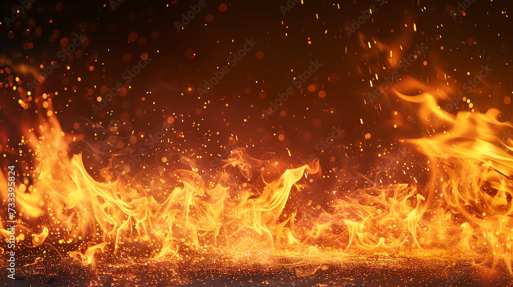 Flames and Sparks in Darkness, Abstract Flames and Sparks in Darkness, Abstract