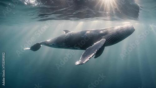Humpback Whale Swimming Beneath the Surface of the Water photo