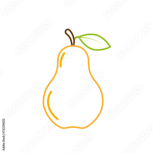 Half sliced pear isolated fruit,flat design symbol