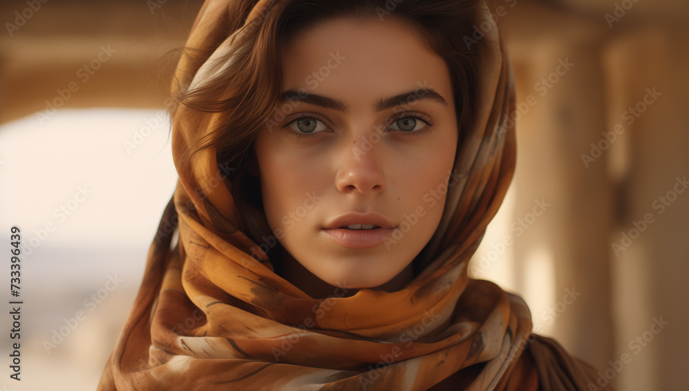 Beautiful white woman in scraf