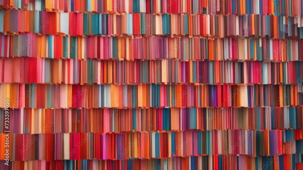 A Multicolored Wall Made up of Strips of Paper A Multicolored Wall Made up of Strips of Paper
