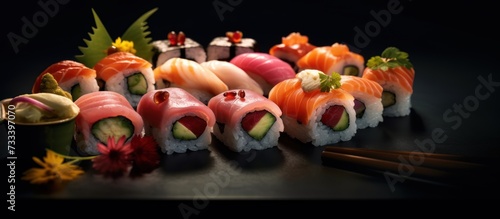 japanese food delicious sushi with salmon