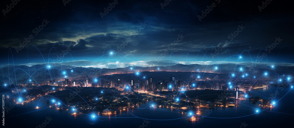 Earth is surrounded by blue luminous network. Global network background. Future. Internet and technology Earth is surrounded by blue luminous network. Global network background. Future. Internet and technology