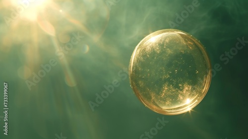 A droplet suspended in midair, refracting light like a miniature crystal ball