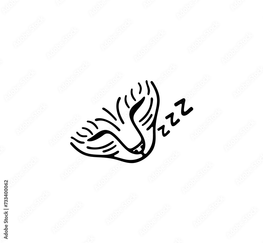 Fototapeta premium Sleeping cat, napping, sleep and sleepy. Animal and pet, kitten or catlike, veterinary and pet store, illustration
