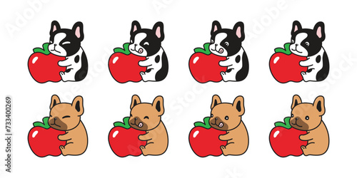 dog vector french bulldog apple fruit icon cartoon character puppy pet doodle symbol illustration clip art isolated design photo