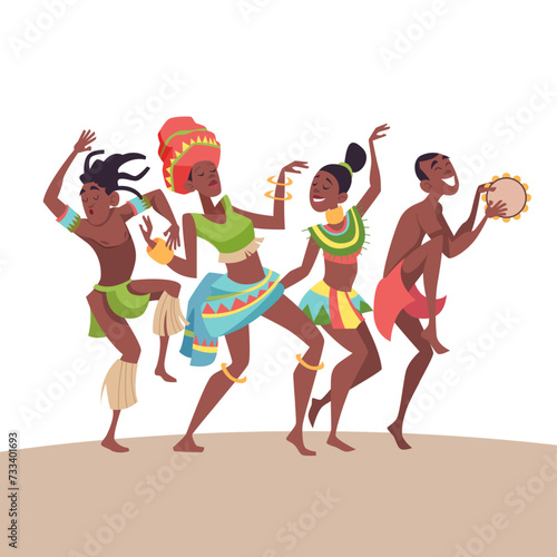 African dancers. native african characters in action poses relaxing and dancing