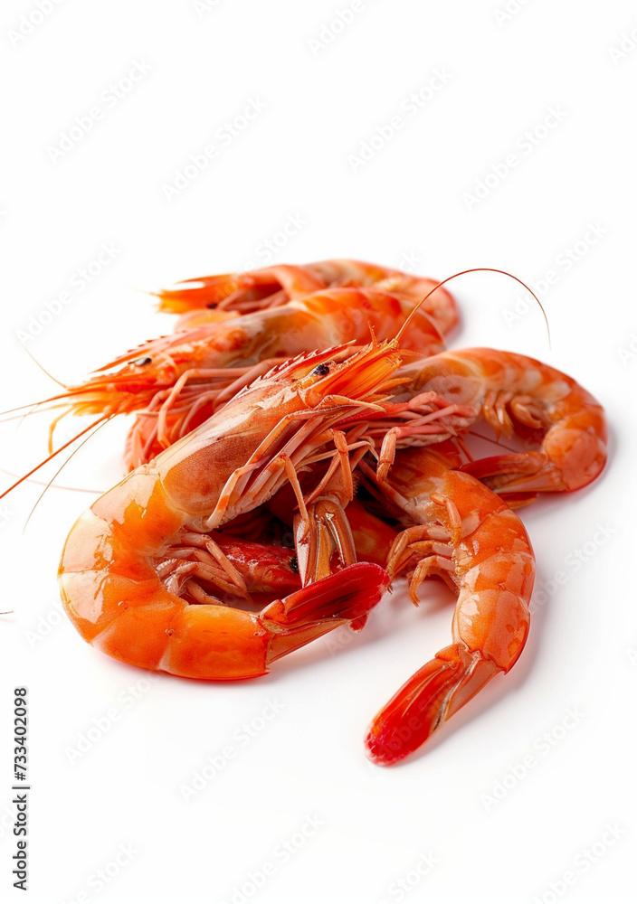 Cooked shrimp on white
