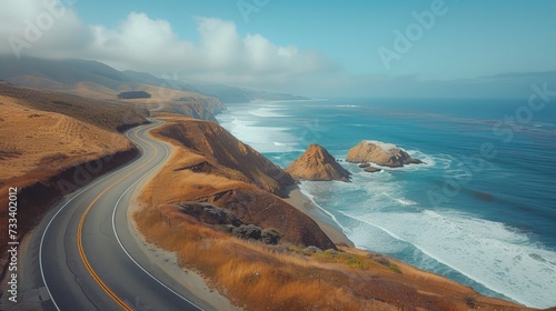 A scenic coastal drive, with winding roads hugging dramatic cliffs and offeri...