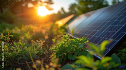 A solar panel under the bright sun, harnessing energy with the promise of sus...