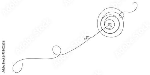 Line Art Target And Arrow Doodle Sketch Illustration. One Continuous Editable Vector Line Target  Isolated On White Background.