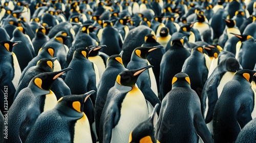  a large group of penguins standing next to each other in the middle of a large group of penguins standing in the middle of a large group of the same group.