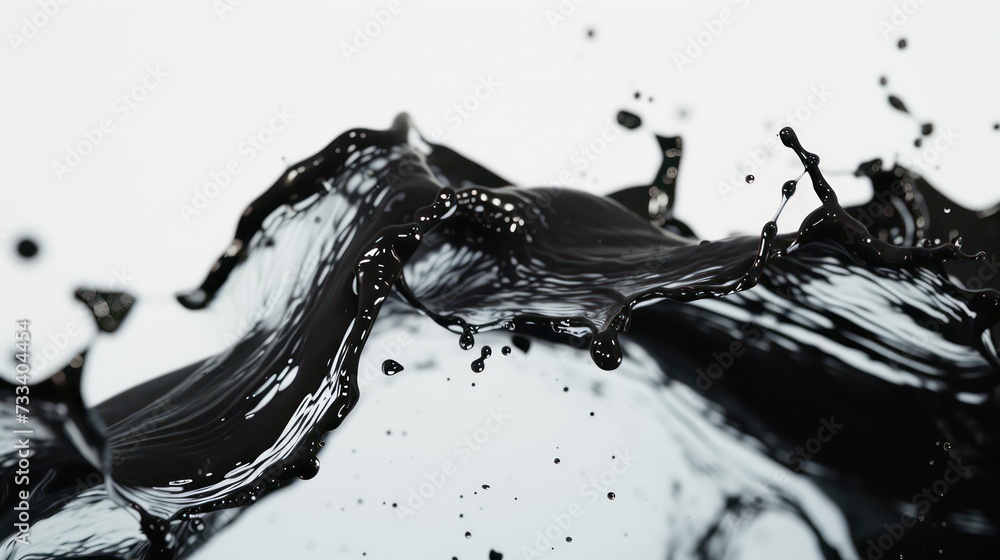 black oil in the air isolated on a white background