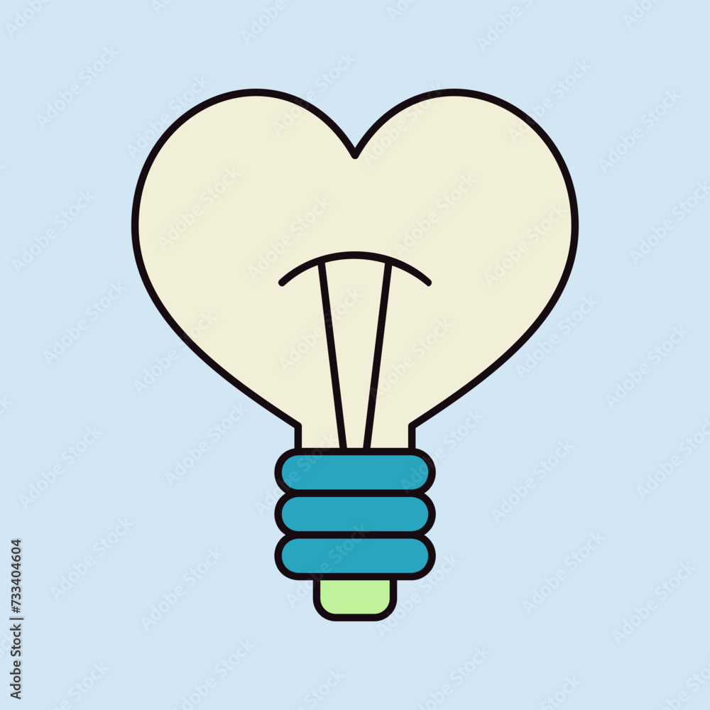 Heart shape in light bulb vector icon isolated Heart shape in light bulb vector icon isolated
